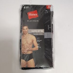 Hanes Black/Grey Men's Classic Briefs 6 Pack - Platinum Classic Cotton Sz 28-30